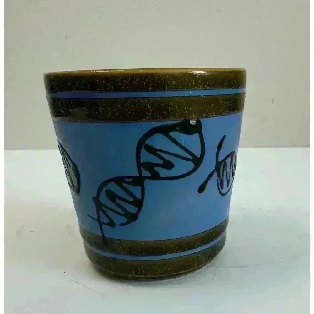 Vintage Planter Ceramic Blue with Black Design Beautifully Glazed Excellent Cond